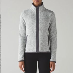 Lululemon Its Fleecing Cold Jacket Heathered White / Dark Carbon